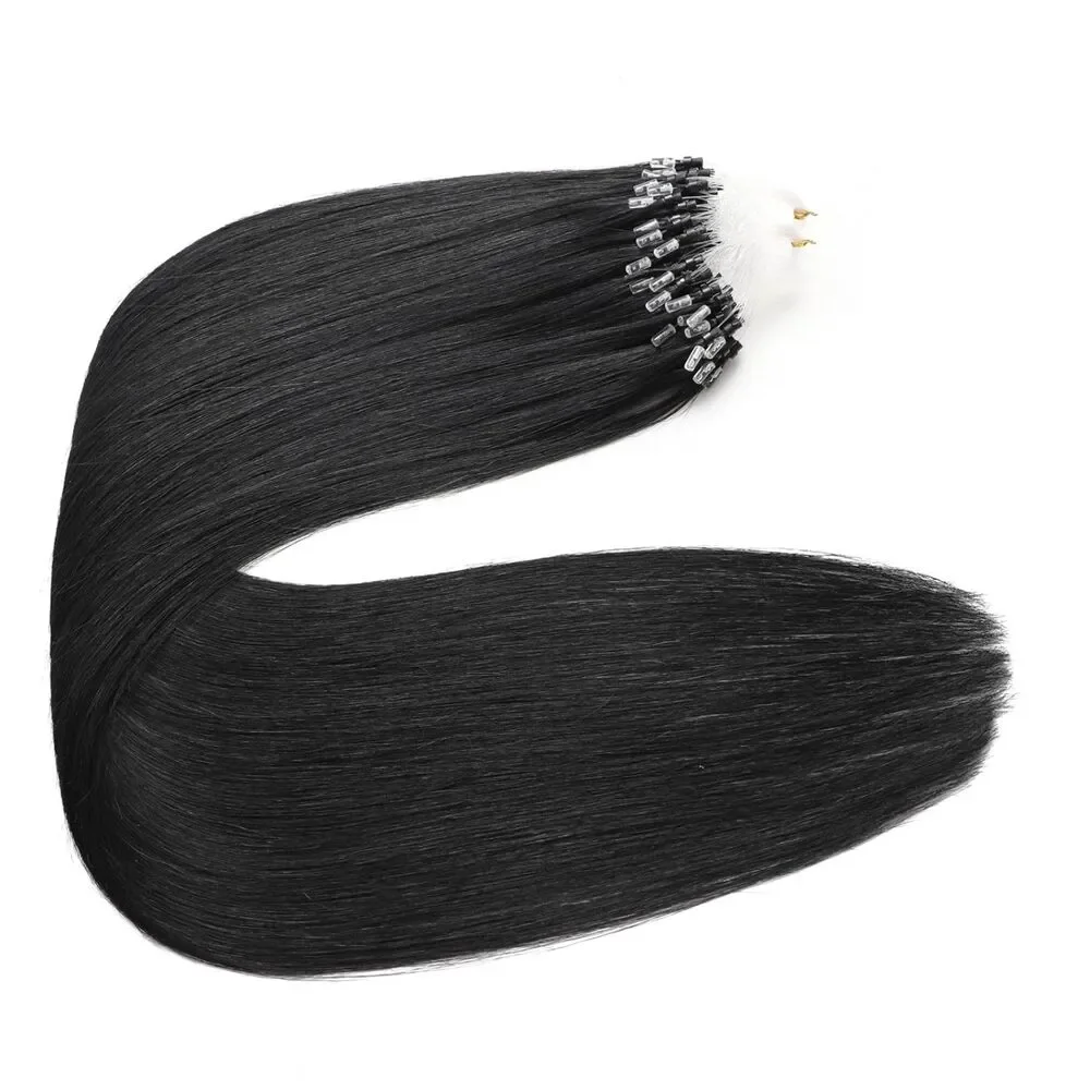 Micro Link Hair Extensions – 100% Remy Human Hair Jet Black 22